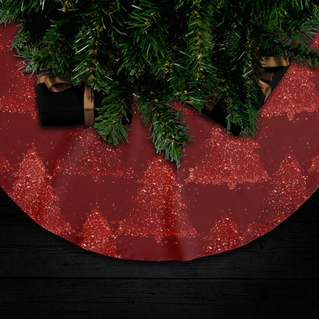 Klassiskt Julgran | Festive Rik Crimson Red Julgransmatta Borstad Polyester (Skapare uppladdad)