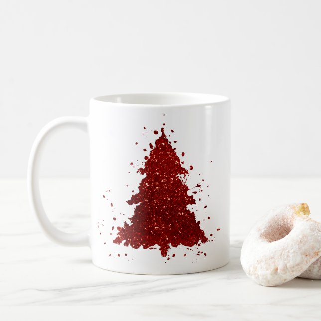 Klassiskt Julgran | Festive Rik Crimson Red Kaffemugg (Med munk)