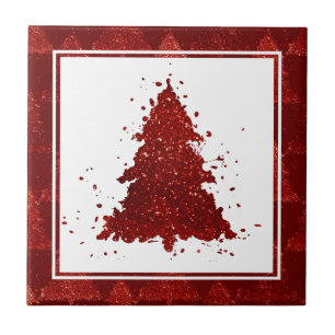 Klassiskt Julgran Festive Rik Crimson Red Kakelplatta