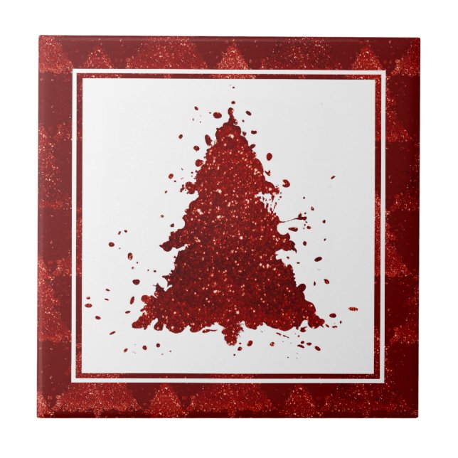 Klassiskt Julgran | Festive Rik Crimson Red Kakelplatta (Framsidan)