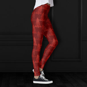 Klassiskt Julgran Festive Rik Crimson Red Leggings