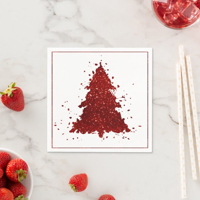 Klassiskt Julgran | Festive Rik Crimson Red Pappersservett (Insitu)