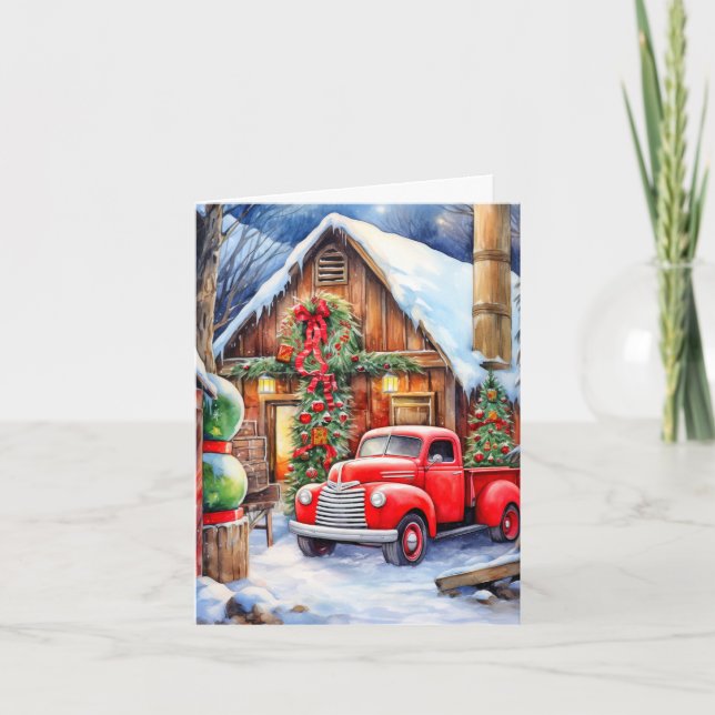 Klassiskt julhus på landet God Jul Helgkort (Framsida)