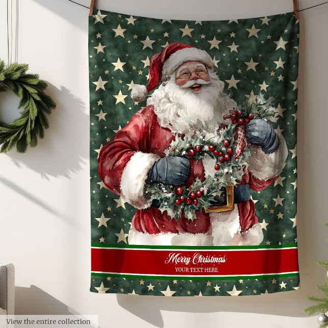 Klassiskt Jultomten Blanket i Trendig Färg Fleecefilt (Classic Santa Claus Blanket in Trendy Colors)