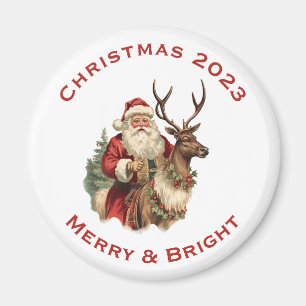 Klassiskt Jultomten Riding a Reindeer jul Magnet