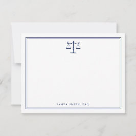 Klassiskt juristkort med rättviseskalor anteckningskort