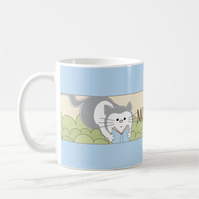 Klassiskt kaffe mugg ’Blue Cat Mamma Sippy Kopp’ (Vänster)