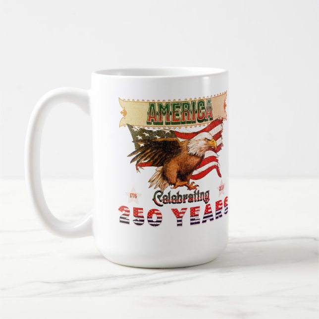 Klassiskt kaffe Mugg som firar Amerikas 250:e år (Vänster)