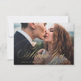 Klassiskt kalligraffoto för guld elegant bröllop tack kort