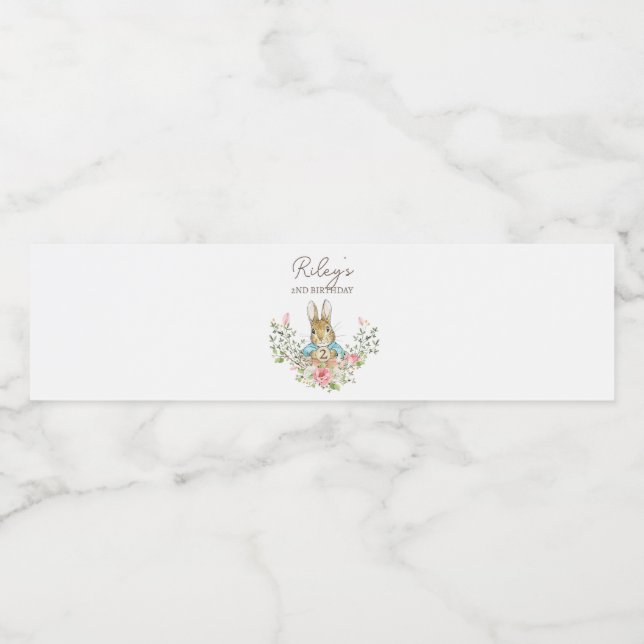 Klassiskt kaninfödelsedag vattenflaskor etikett (Singel etikett)