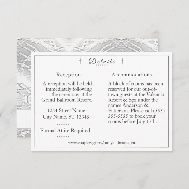 Klassiskt katolskt monogrammat-informationskort tilläggskort (Fram/baksida)