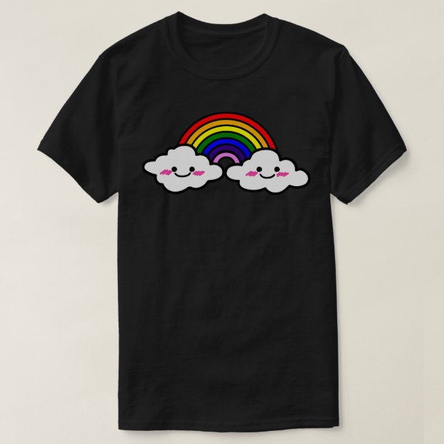 Klassiskt Kawaii Rainbow med moln T Shirt (Design framsida)