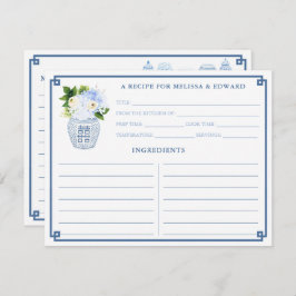 Klassiskt kinesiskt blått och vitt Vas-receptkort Inbjudningar