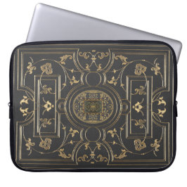 Klassiskt kol-Grått med Gilded Botanical Design Laptop Sleeve