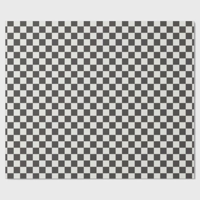 Klassiskt kol svart & kräm rutigt presentpapper (Platt)