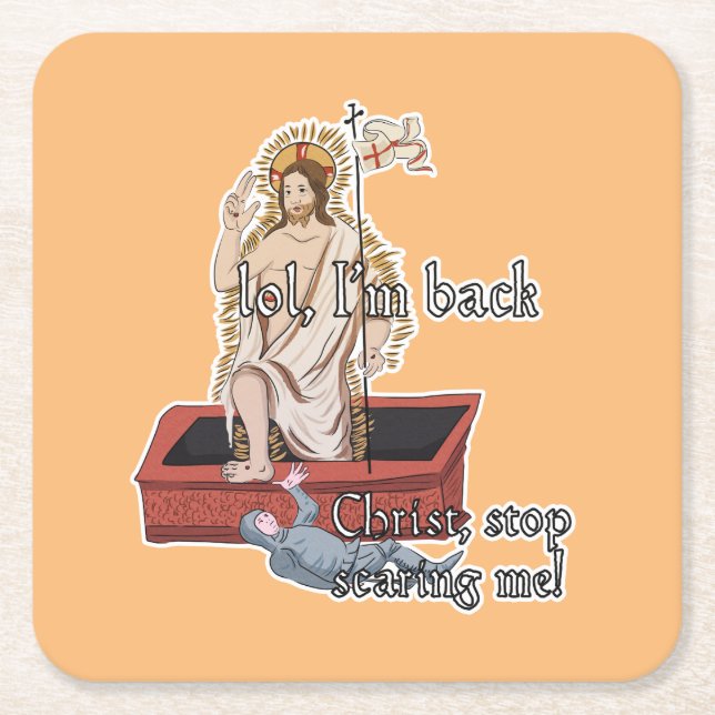 Klassiskt konstminne: Sluta skrämma mig. Underlägg Papper Kvadrat (Framsidan)