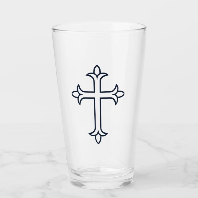 Klassiskt kristet kors minimalistisk finkonst glaskopp (Framsida)