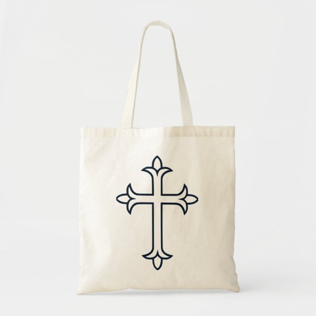 Klassiskt kristet kors minimalistisk finkonst tygkasse (Framsidan)