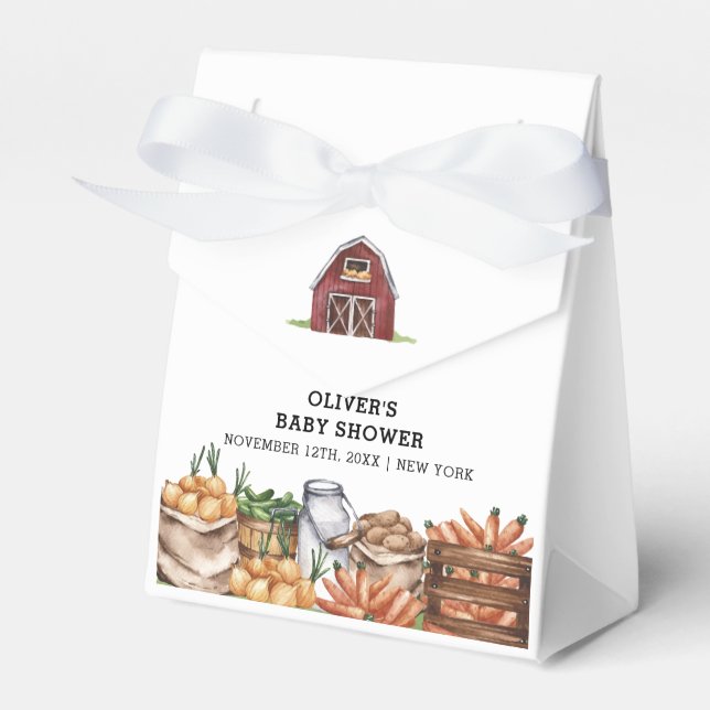 Klassiskt Land, lokalt odlat, Veggie Baby Shower Presentaskar (Framsidan Sidan)