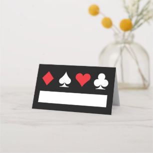 Klassiskt Las Vegas Place Card Red n White på Blac Placeringskort