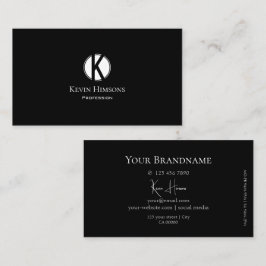 Klassiskt latinsvart med vit cirkel och monogram visitkort