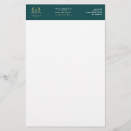 Klassiskt Laurel Wandedeann Teal Guld Monogram Brevpapper