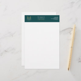Klassiskt Laurel Wandedeann Teal Guld Monogram Brevpapper