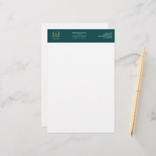 Klassiskt Laurel Wandedeann Teal Guld Monogram Brevpapper