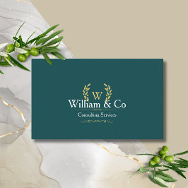 Klassiskt Laurel Wandedeann Teal Guld Monogram Visitkort