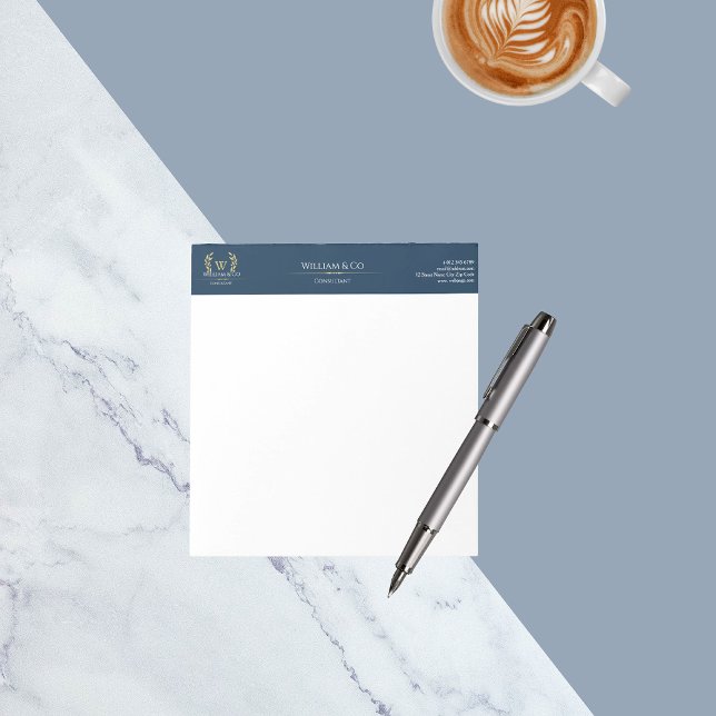 Klassiskt Laurel Wandenavy Blue Guld Monogram Anteckningsblock (Skapare uppladdad)