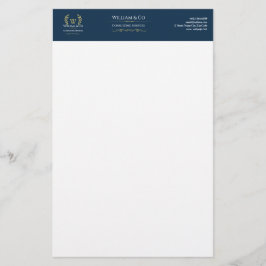 Klassiskt Laurel Wandenavy Blue Guld Monogram Brevpapper
