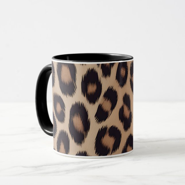 Klassiskt leopard djurtryck brunt gepard mugg (Framsida vänster)