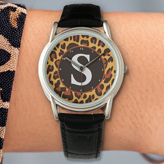 Klassiskt leopard Leo Mönster Print Design Monogra Armbandsur (Skapare uppladdad)
