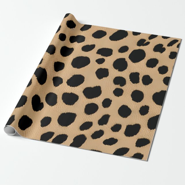 Klassiskt Leopard Print i Beige and Black Presentpapper (Utrullad)