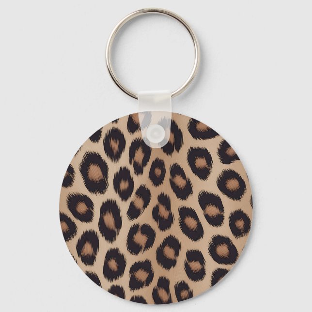 Klassiskt leoparddjurtryck brunt gepard nyckelring (Framsida)