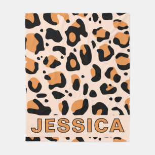 Klassiskt leopardmönster orange svart fleecefilt