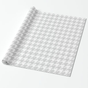 Klassiskt Light Grått White Large Houndstooth Presentpapper