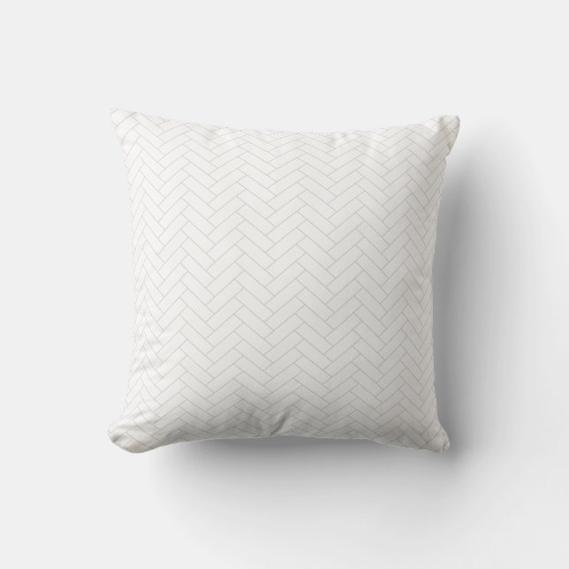 Klassiskt Light White Grått Herringbone Mönster Kudde (Framsida)