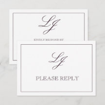 Klassiskt Lila Calligraphy Monogram No. Måltider