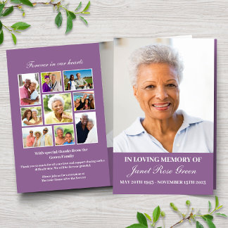 Klassiskt Lila Loving Memory Funeral Program