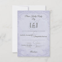 Klassiskt lila präglat blommigt bröllop RSVP-kort