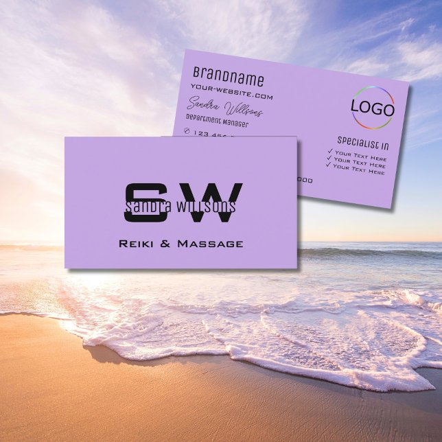 Klassiskt Lilac med Monogram och Logotyp Light Lil Visitkort (Skapare uppladdad)