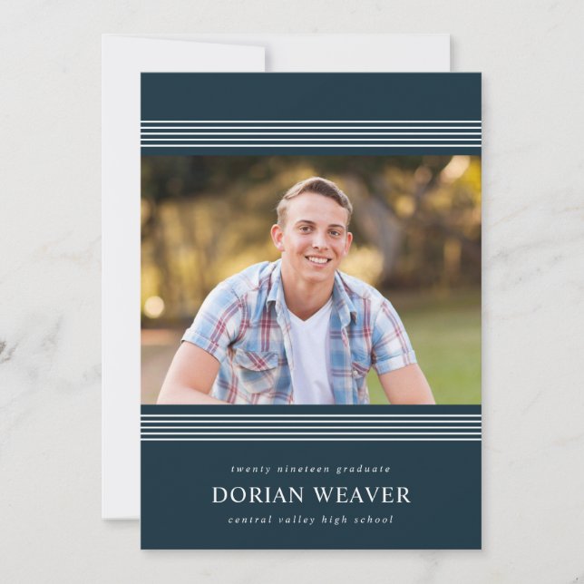 Klassiskt Linjer | MÖRK | Foto-Studentfest Inbjudningar (Framsida)