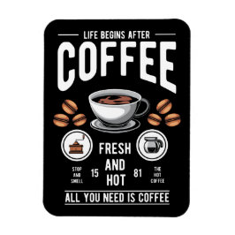 Klassiskt Livet börjar efter kaffe Barista Citat   Magnet