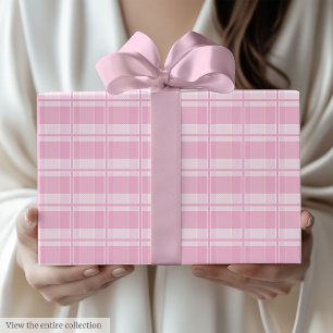 Klassiskt ljusrosa gingham födelsedagspresentpappe presentpapper