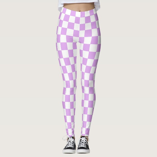 Klassiskt ljust lavendel-rutigt  leggings (Framsida)