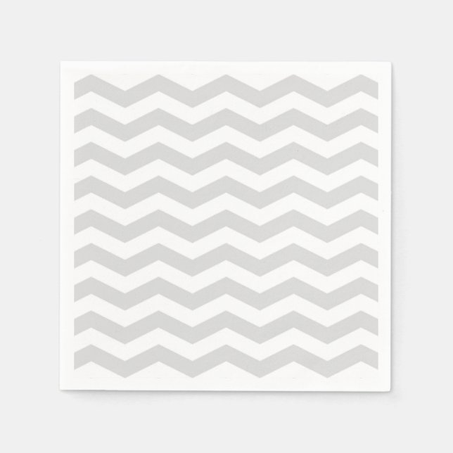 Klassiskt lt Grått White Thin Chevron Zig-Zag Möns Pappersservett (Framsidan)