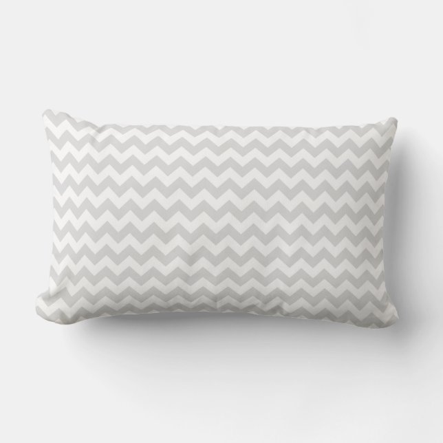 Klassiskt lt Grått Wht Thin#2 Chevron Zig-Zag Möns Lumbarkudde (Framsida)