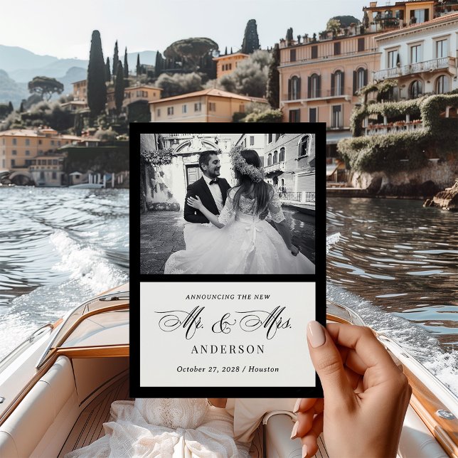 Klassiskt Luxe Black and White Bröllop-meddelande Inbjudningar (Skapare uppladdad)