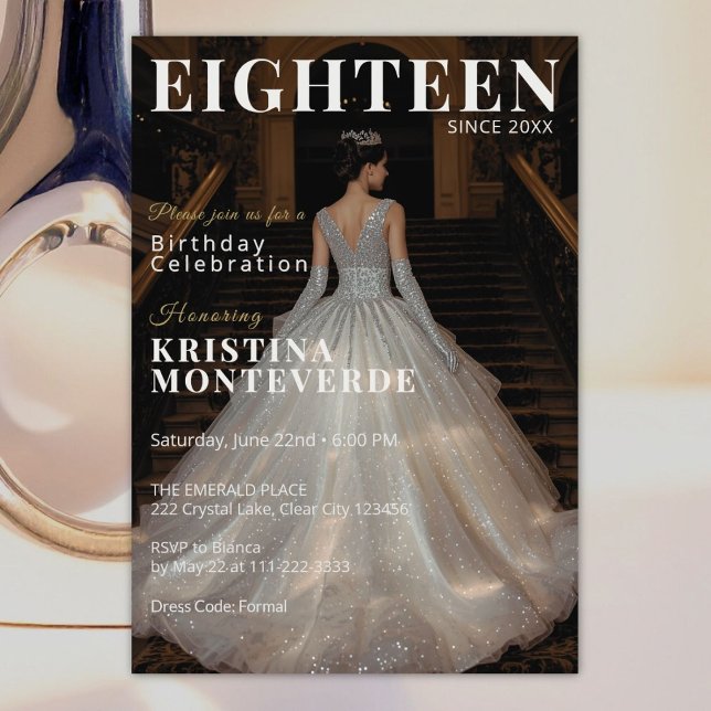 Klassiskt magasin Stil 18:e födelsedagen Inbjudningar (Skapare uppladdad)